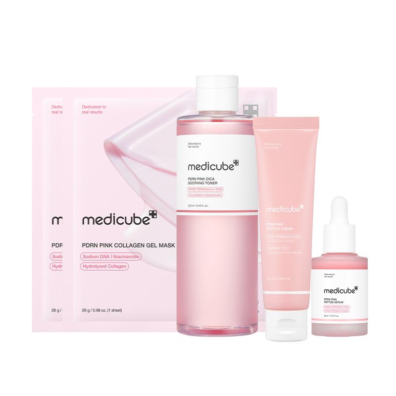 [Exclusive] PINK Salmon DNA SET | Rose PDRN Toner + Rose PDRN Serum + Rose PDRN Cream + PDRN Pink Collagen Gel Mask