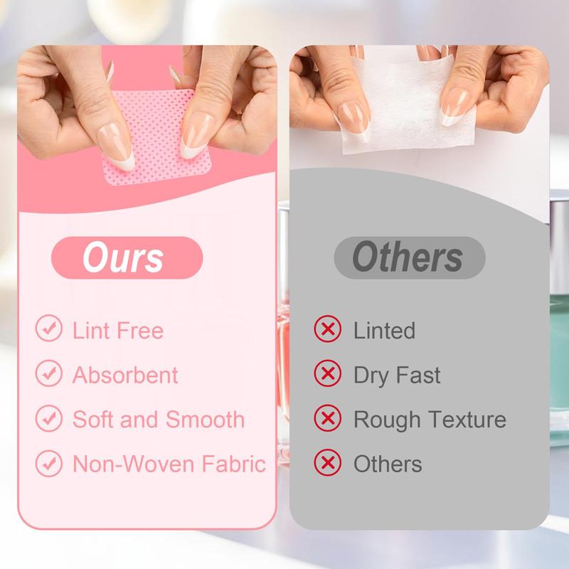 Lint Free Nail Wipes, 540PCS Nail Supplies Nail Polish Remover Wipes, Super Absorbent Soft Nail Wipes for Fingernail Polish Remover and Eyelash Extension Wipes for Nail Art Gel Gentle