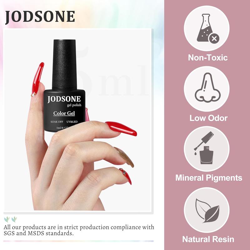 JODSONE 35 PCS Gel Nail Polish Set with 32 Colors Gel polish Kit Base Coat No Wipe Matte GlossyTop Coat Nail Polish Set Green Blue Red Pink Collection Gifts for Women Mother's day gifts