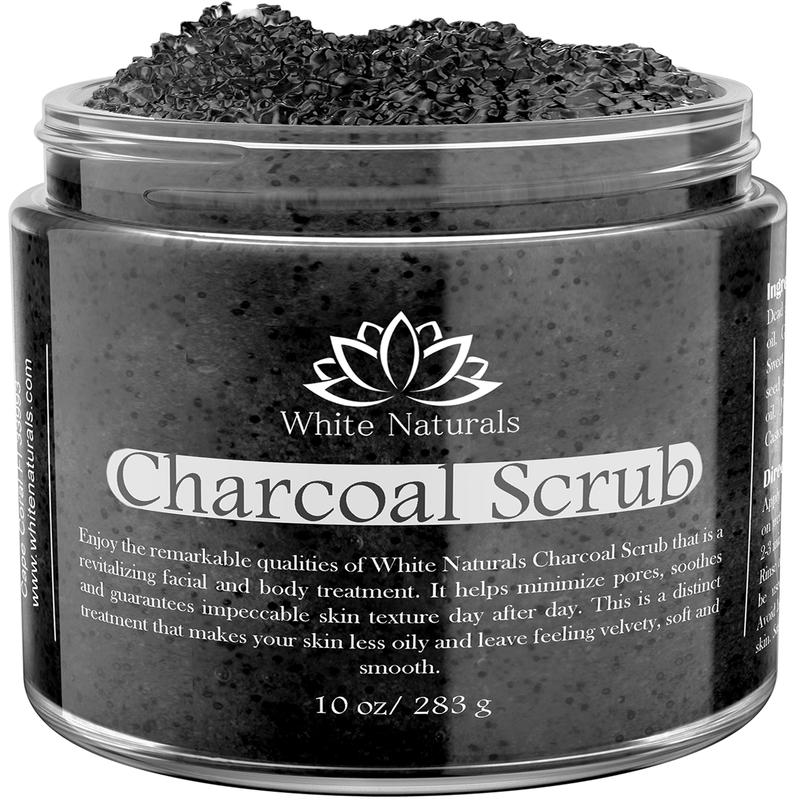 Activated Charcoal Face & Body Scrub, All Natural and Organic, Remove Dead Skin Cells, Pure Scrub Skin Exfoliating 10 oz Body Care Cosmetic Cleanser Cleansing