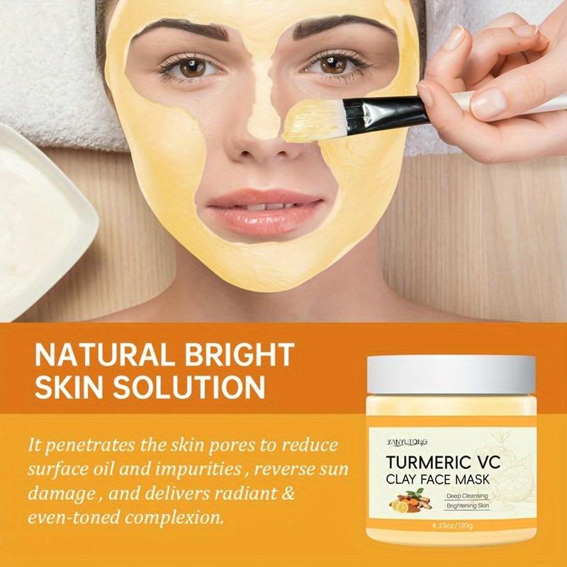 Turmeric Vitamin C Clay Mask, Deep Cleansing Face Mask, Oil Control Facial Mask, Moisturizing Facial Skin Care Product for Women & Men