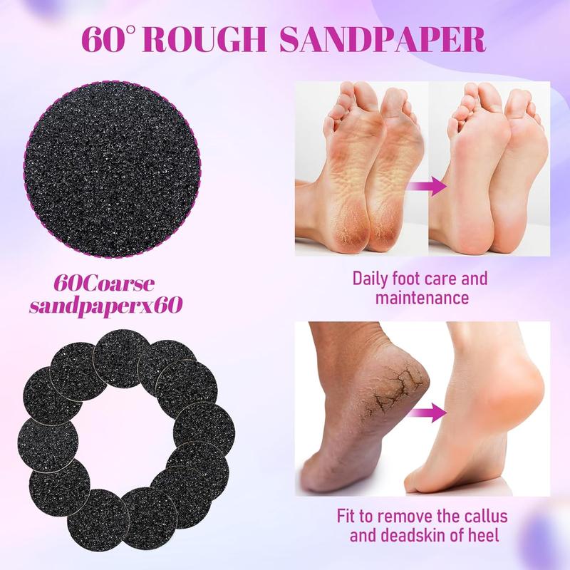 Replacement Sandpaper Pad Disks for Electric Foot Callus Remover - 60PCS Replaceable Sandpaper Discs(60 Grit) for Daily Foot Care Manicure Nail