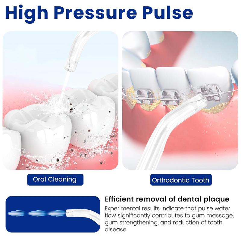 Christmas 2024 Gifts Zerhunt Dental Water Flosser Teeth Cleaner - High Frequency Pulsed Electric Oral Irrigator with 5 Interchangeable for Braces, Implants, Bridges, 600ML Large Capacity Water Flosser Electric rechargeable  water