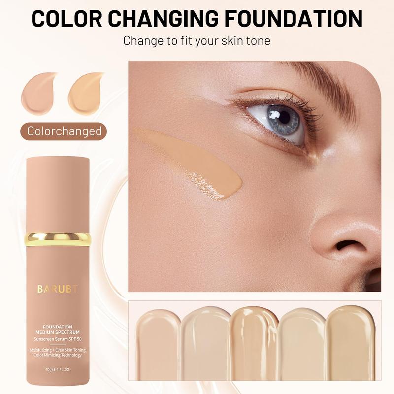 4 in 1 foundation Liquid-Moisturizing Medium Full Coverage Concealer, Waterproof and Sweatproof, SPF 50+, Suitable for All Skin Types (2PCS)