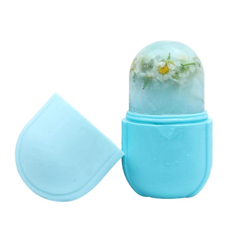 Ice Roller for Face and Eye, Ice Face Roller,Facial Beauty Ice Roller Skin Care Tools, Ice Facial Cube, Gua Sha Face Massage, Silicone Ice Mold for Face Beauty (Blue) Comfort Comfort