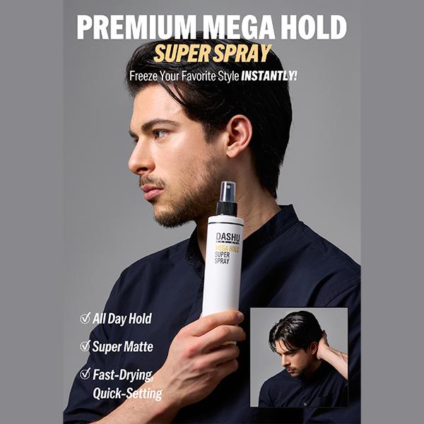 DASHU Premium Mega Hold Super Spray - Official Product Extra Strong Hold, Dryness Prevention, All-Natural Ingredients (8.45 fl oz)