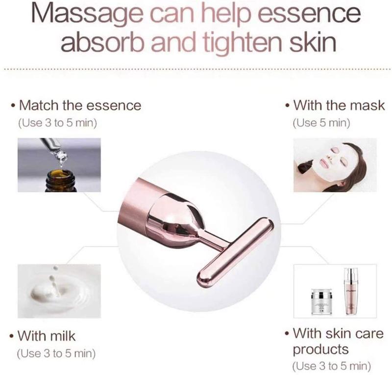 Beauty Bar 24k Golden Pulse Facial Massager, GOODYBUY T-Shape Electric Sign Face Massage Tools for Sensitive Skin Face Pull Tight Firming Lift