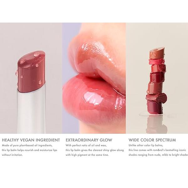 [Official rom&nd Partner] Glasting Melting Balm (15 Colors), Glossy Finish, Plumping Lips, Glazed Lips, Hydrating & Moisturizing, Korean Lip Balm Gloss, Water Bomb, High Pigmentation, Vegan, MLBB, romand, korean makeup, k beauty makeup i love lipgloss