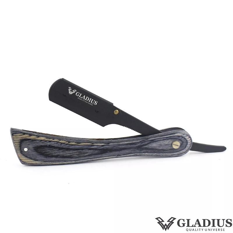 Professional Wooden Throat Razor with 5 Double Edge Blades and Leather Pouch Stainless Steel Comfort