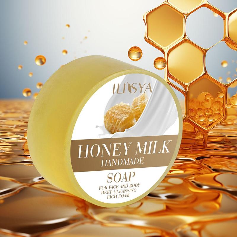 Honey Milk Soap, Gentle & Non Irritating Essence Soap for Face & Body, Balancing Water & Oil, Suitable for Women & Men All Skin Types