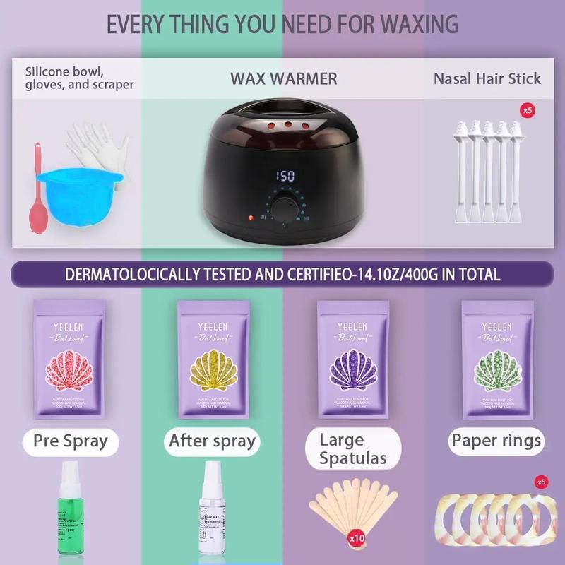 Digital Wax Warmer Kit, 31pcs set Hard Wax Kit with Formula Hard Wax Beads & Accessories for Full Body, Bikini Women Men At Home Waxing,  Hair Removal Waxing Kit