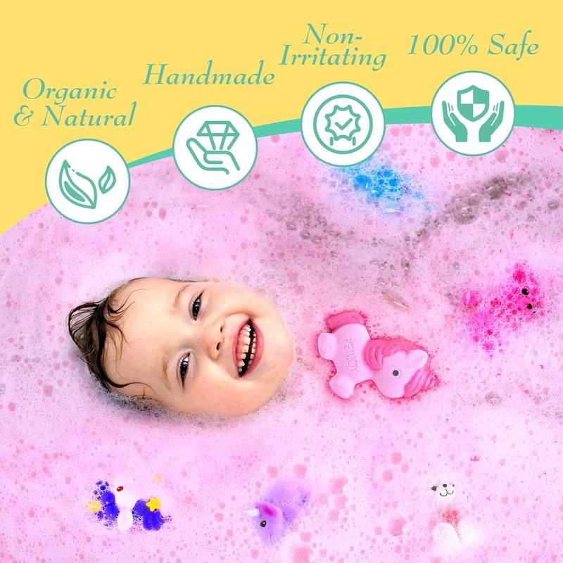 Perjoy Bath Bombs for Kids, Organic Bubble Bath Kids Bath Bombs for Girls & Boys, Basket Stuffers Gifts for Kids, Teen Girl Gifts Trendy Stuff, Party Favors for Kids