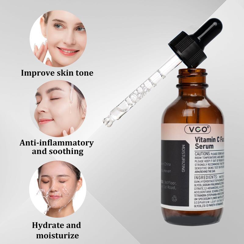 VGO-Vitamin C Serum, Moisturizer, and Facia!Cleanser Set Cleansing Moisturizing Suitable forsensitive skin-Live Skincare Radiance-A