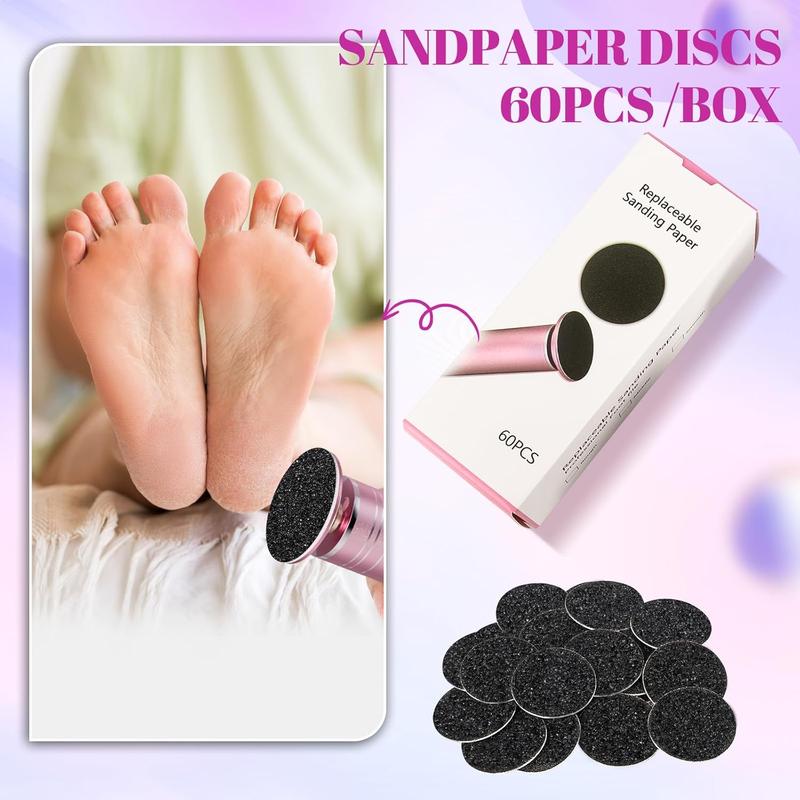 Replacement Sandpaper Pad Disks for Electric Foot Callus Remover - 60PCS Replaceable Sandpaper Discs(60 Grit) for Daily Foot Care Manicure Nail