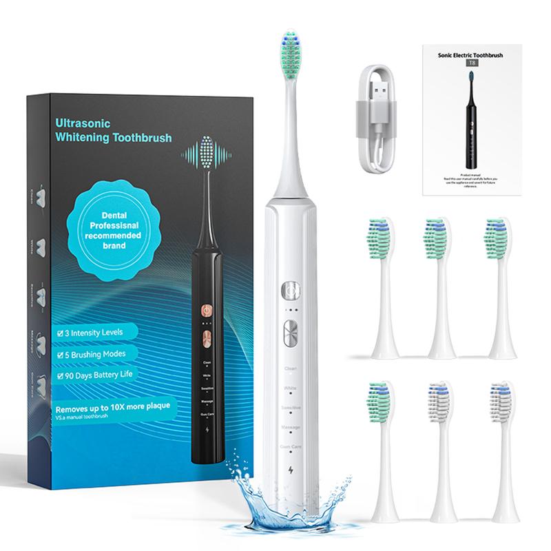 Sonic Electric Toothbrush for Adults with 6 Brush Heads, Electric Toothbrush with 42000 VPM Deep Clean 5 Modes