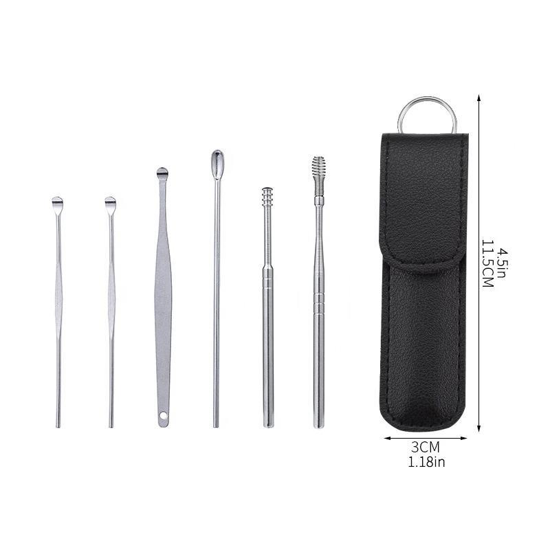 6pcs Ear Wax Cleaner Tool Set, Ear Pick with Storage Bag, Earwax Remover Tool for Adults