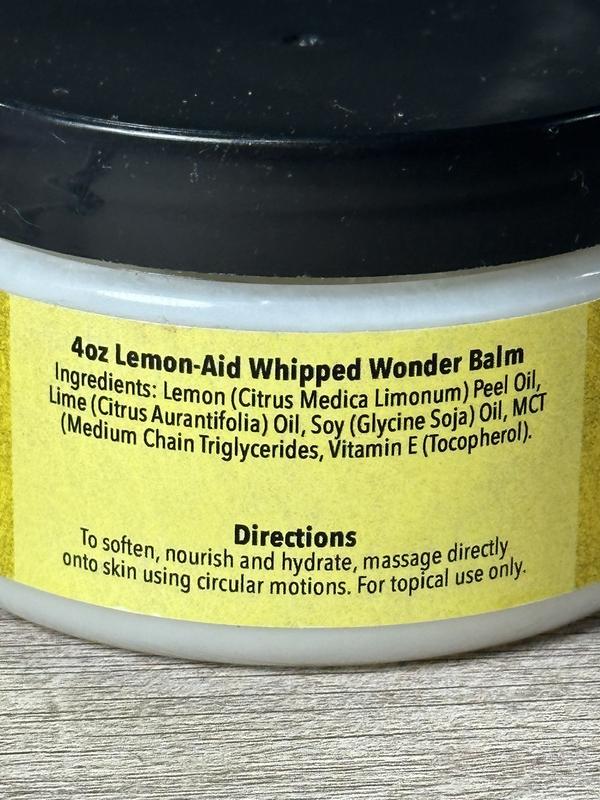 Lemon-Aid Whipped Wonder Balm with Limonene 4oz Hydrating Dry Skin Sensitive Skin Alcohol Free