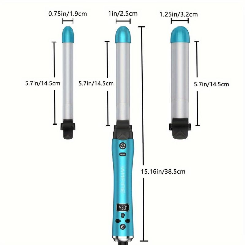 3 in 1 Auto Rotating Hair Curling Wand, 1 Set Automatic Rotating Curling Iron with Interchangeable Ceramic Barrels, Adjustable Temp Hair Iron for Beach Waves