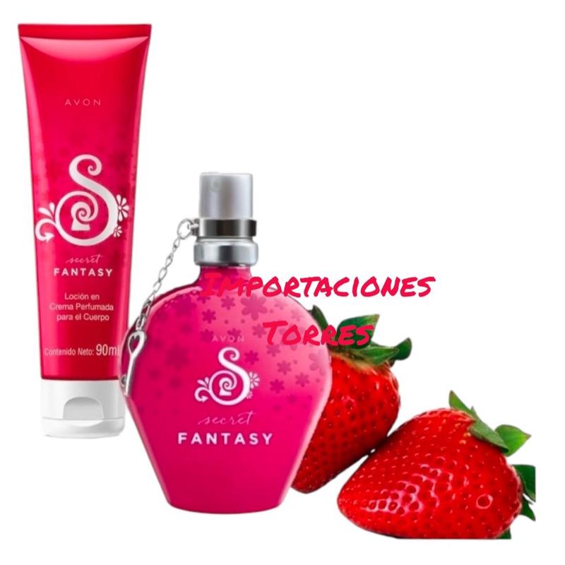 Secret Fantasy Eau de Toilette Spray Perfume for Her Set with Body Cream By Avon Mexico- 2 Pieces (Perfume 50ml 1.7oz & Cream 90ml 3.04oz)