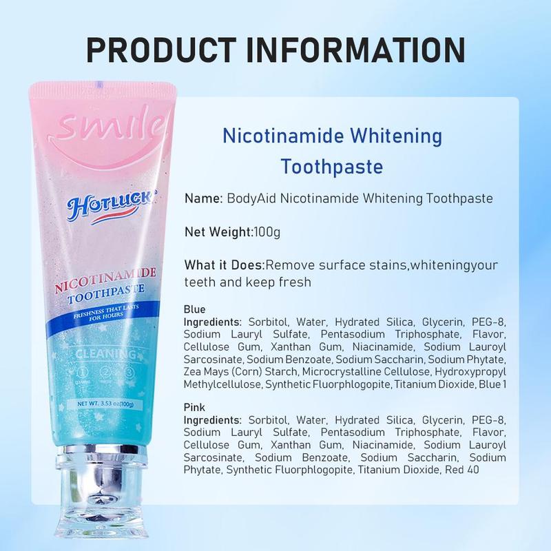 Niacinamide Intensive Toothpaste, 1 2 Boxes Deep Cleaning Toothpaste, Oral Care Toothpaste for Stains, Freshening Breath Toothpaste  for Dental Hygiene