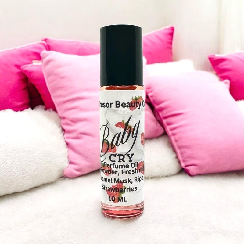 Baby Cry Roll on body oil, women’s body oil, scent notes of fresh milk, ripe strawberries, pink powder, caramel musk, impression, layering perfume, scented body oil, roll on oil, alcohol free Fragrance, Body Care, Aroma natural Roll-On