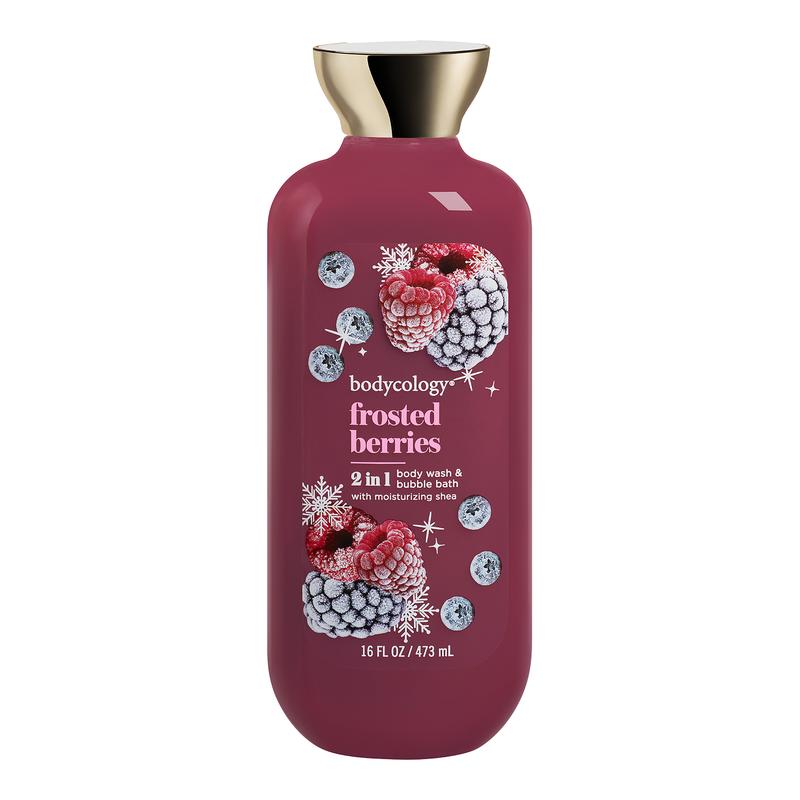 Bodycology 2 in 1 Body Wash & Bubble Bath, Frosted Berries,16 oz