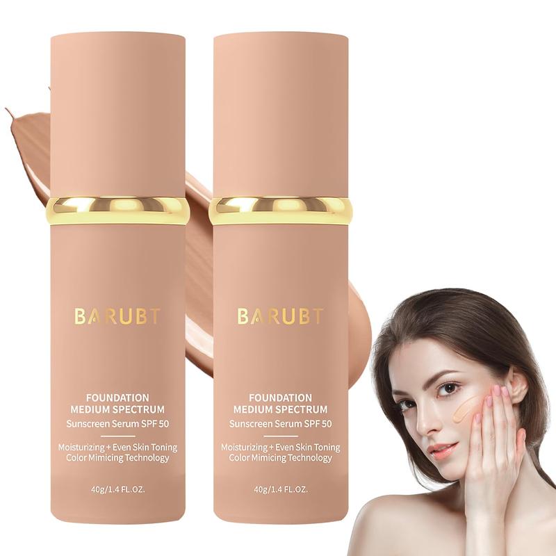 4 in 1 foundation Liquid-Moisturizing Medium Full Coverage Concealer, Waterproof and Sweatproof, SPF 50+, Suitable for All Skin Types (2PCS)