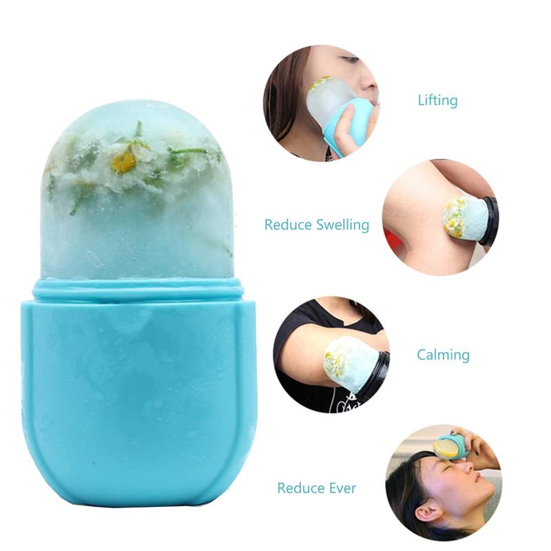 Ice Roller for Face and Eye, Ice Face Roller,Facial Beauty Ice Roller Skin Care Tools, Ice Facial Cube, Gua Sha Face Massage, Silicone Ice Mold for Face Beauty (Blue) Comfort Comfort