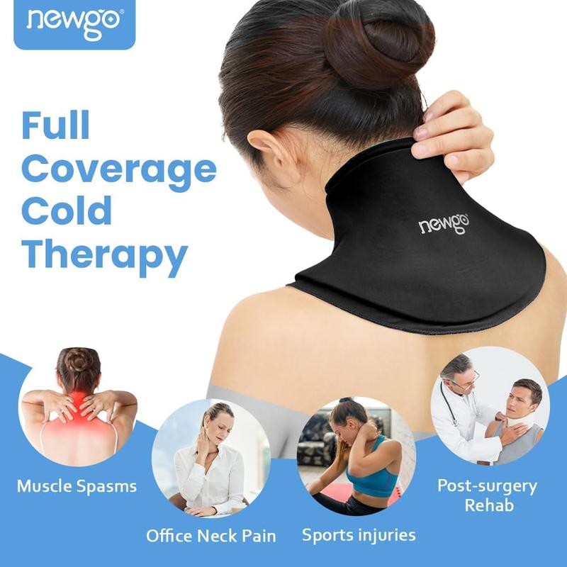 Neck Ice Pack Wrap Reusable Ice Packs for Neck Pain Relief, Cervical Ice Pack for Injuries, Swelling, Sprains, Neck Stiffness and Cervical Surgery Recovery (Black)