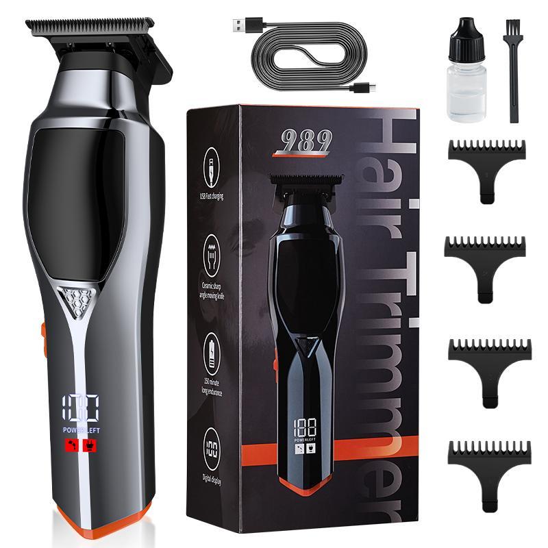 Professional Hair Clipper with Accessories, 1 Set Rechargeable Hair Trimmer, Hair Shaver for Men, Great for Barbershop Salon Home Use, Barber Kit, Christmas Gift