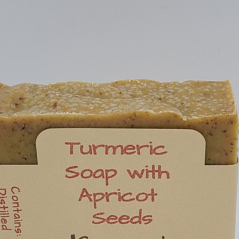 Handmade Turmeric Soap with Apricot Seeds by Soaps By Lela - Solid Bar Soap for Hydrating Sensitive Skin Body Care Body Wash Cleansing