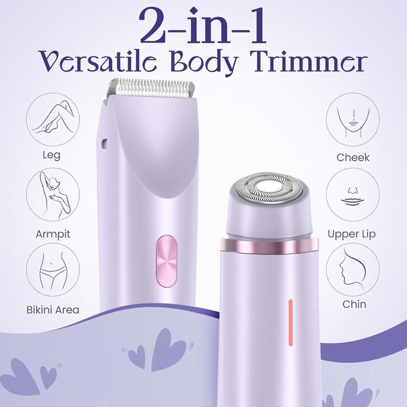 Double Ended Electric Hair Trimmer for Women, 1 Set 2 in 1 Waterproof Body & Facial Shaver, Rechargeable Hair Trimming Tool for Daily Use