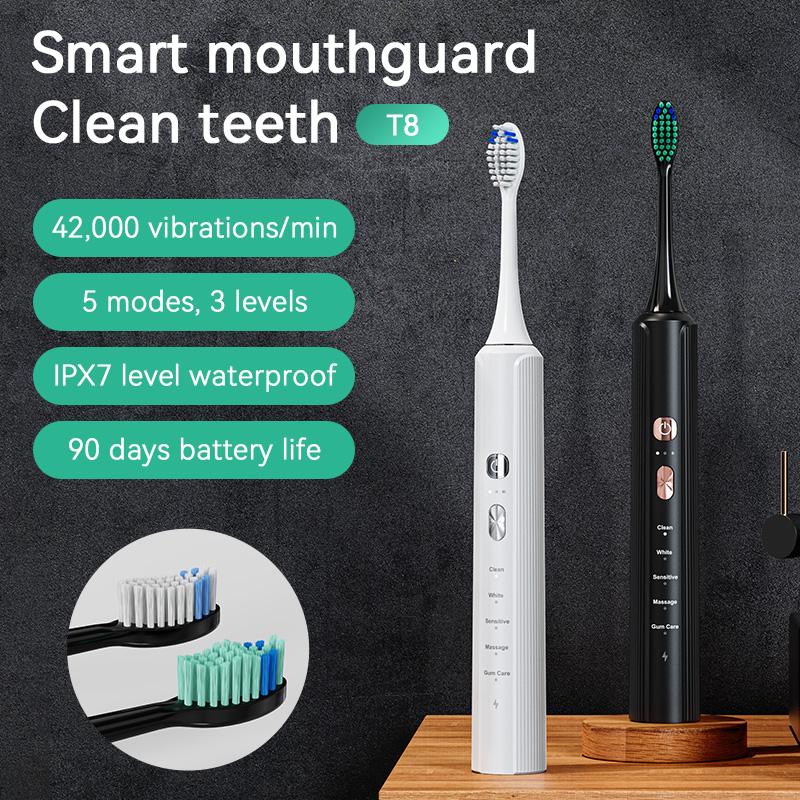 Sonic Electric Toothbrush for Adults with 6 Brush Heads, Electric Toothbrush with 42000 VPM Deep Clean 5 Modes