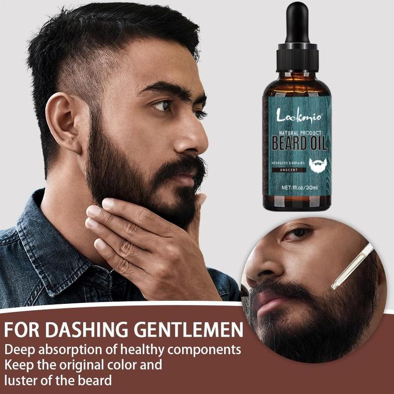 Beard Care Kit (5 Counts set), 30ml Beard Oil & 30g Beard Cream & 1 Beard Comb & 1 Beard Brush & 1 Scissors, Moisturizing Beard, Strengthen and Toughen Fibrous Roots, Beard Care Product for Men