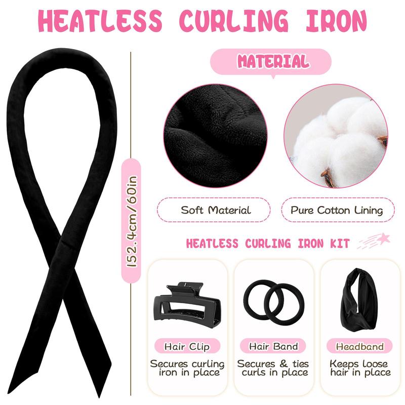 Heatless Hair Curling Set, 5 Counts set Hair Curler & Hair Clips & Hair Band & Headband, Hair Styling Tool for Women & Girls