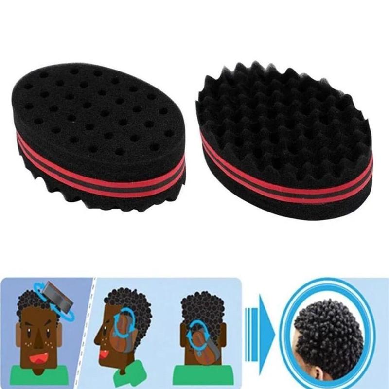 Random Color Double Sided Oval Hair Sponge Brush, Big Holes Barber Hair Brush Sponge, Afro Curl Hair Twist Sponges for Men and Women