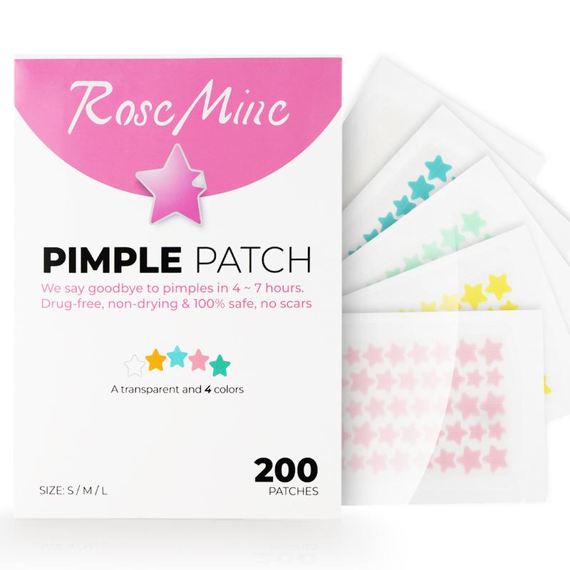 GHH Hydrocolloid Texture Acne Patches, Mint and Gentle For Skincare SkinRepair - 5 colors, 3 sizes(10mm,12mm,14mm) 200 PCS Star Pimple Patch