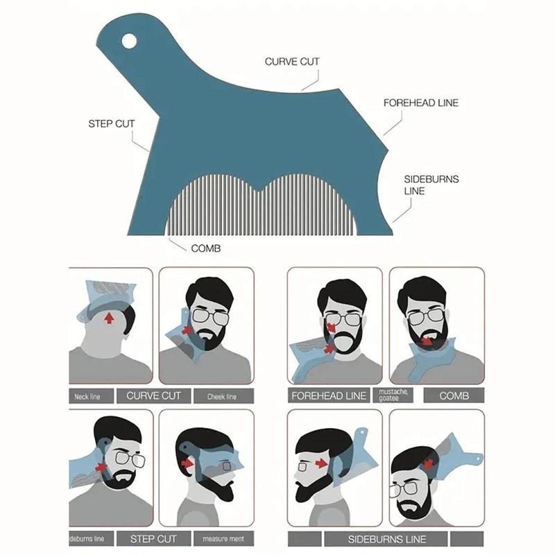 Beard Guide Shaper with Inbuilt Comb, Beard Comb Beard Shaping Template, Beard Styling Stencil for Men