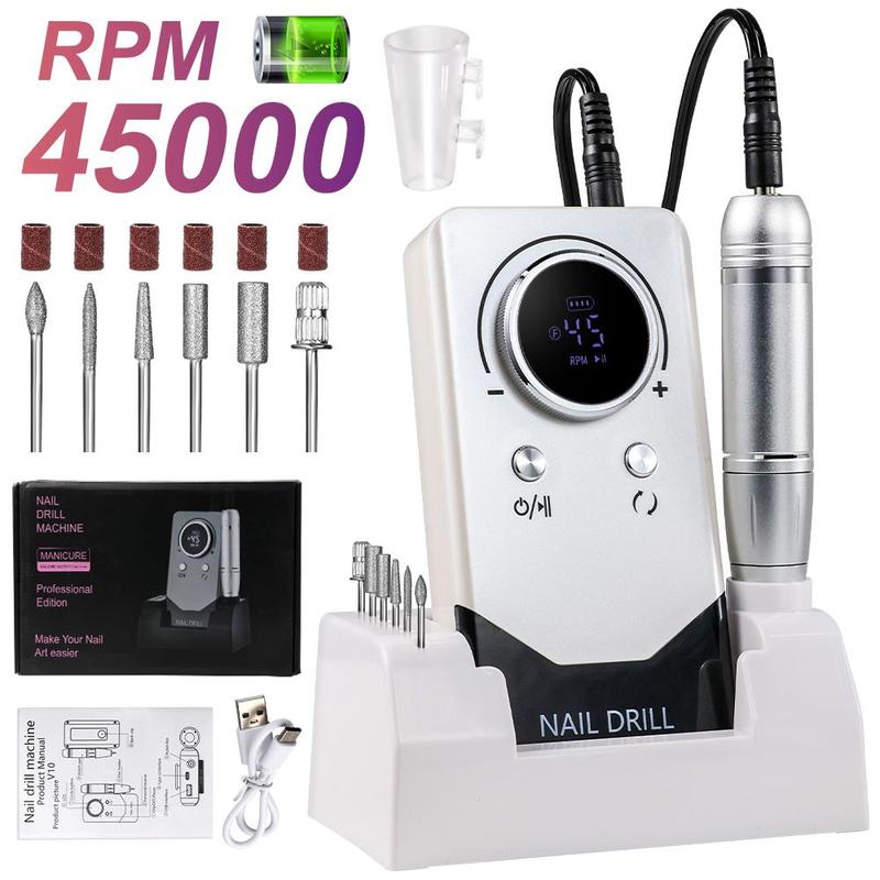 Portable Electric Nail Drill Machine, 1 Box Rechargeable Nail Polisher & Accessories, Professional Manicure & Pedicure Tool for Home & Salon Use