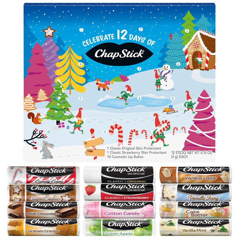 12 Days of ChapStick Holiday Advent Calendar – 12 Classic, Strawberry & Seasonal Lip Balms! Perfect Christmas Gift!