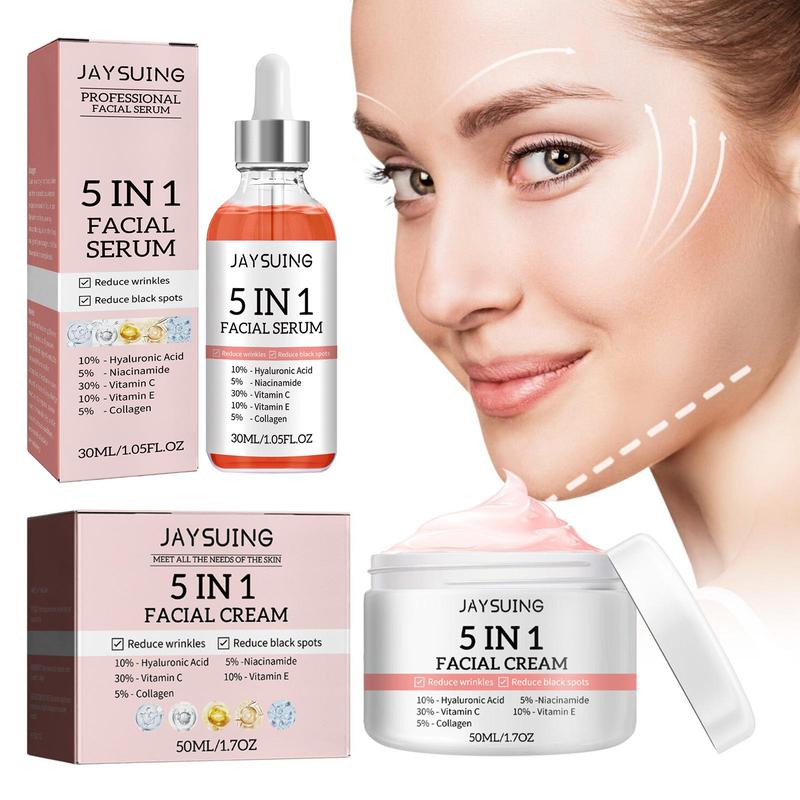 5 in 1 Facial Serum & Cream Set, Moisturizing Facial Essence & Lotion, Facial Skin Care Kit for Women & Men, Summer Gift, Skincare Products, Christmas Gift