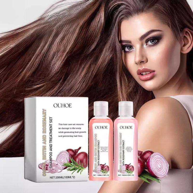 Onion Biotin Shampoo Set, Shampoo Set Containing Rosemary Onion Extract For All Hair Types