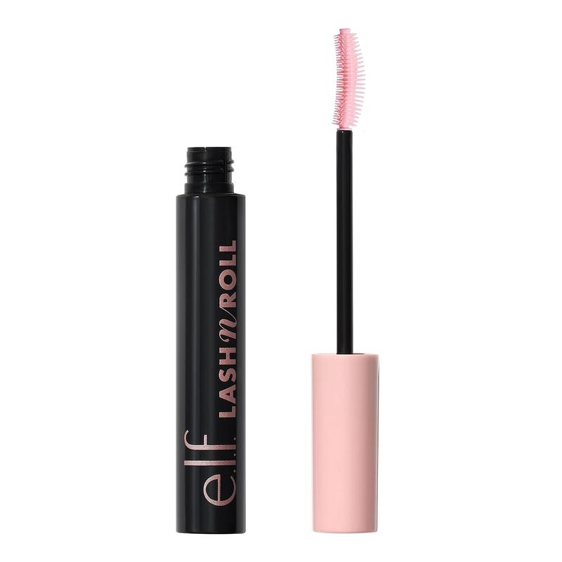 e.l.f. Lash 'N Roll Mascara, Curling Mascara For Visibly Lifted Lashes, Lifts & Separates Lashes. Long-Lasting Formula, Vegan & Cruelty-Free, Pitch Black Makeup Silicone Curler Cosmetic