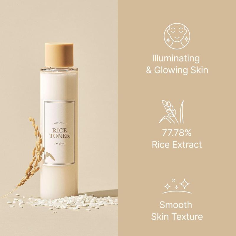 [I'M FROM OFFICIAL SHOP] Korean Best-selling Rice Toner, Rice Cream, Rice Serum - Milky Toner for Glowing Skin, Korean Rice, Glow Essence with Niacinamide, Hydrating for Dry, Dull, Combination Skin, Vegan, Fragrance Free Moisture Set Skincare Nourishing