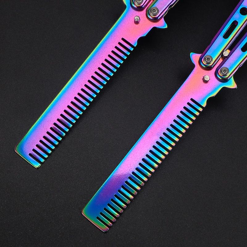 Folding Comb Set, 2 Counts set Stainless Steel Practice Training Butterfly Comb, Hair Styling Tool for Home & Salon Use, Hair Products