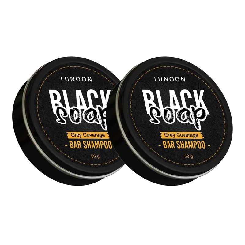 Bamboo Charcoal Handmade Black Soap, Grey Coverage Bar Shampoo, Moisturizing and Cleaning Bar Shampoo for Men