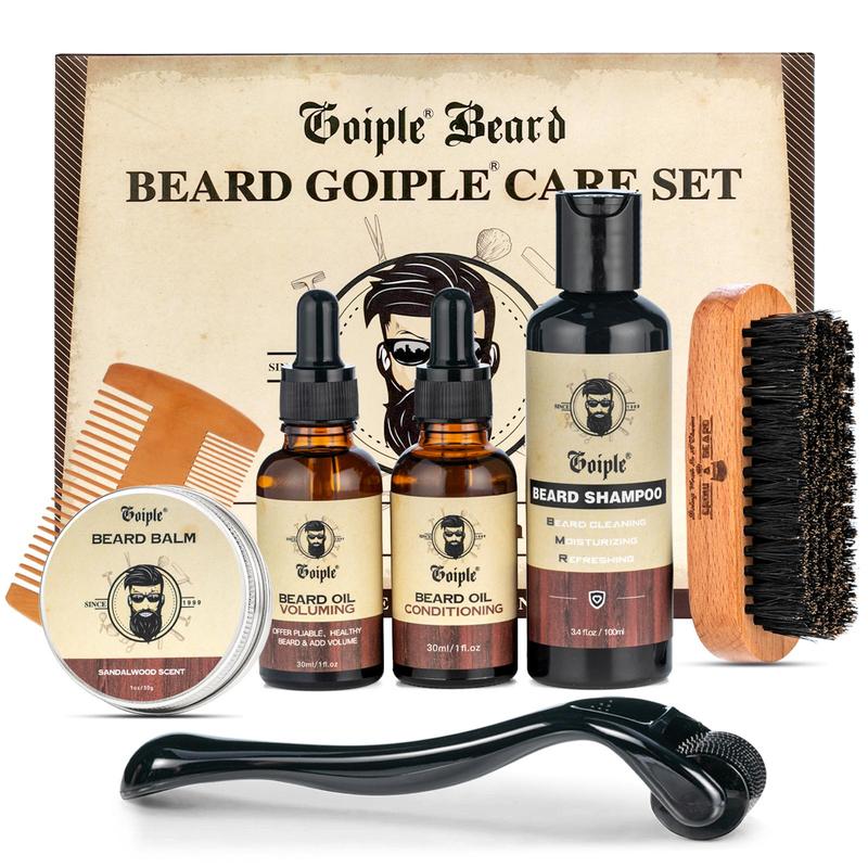 Beard Grooming Kit including Beard Shampoo, Beard Oil, Beard Balm, Beard Brush, Beard Wash, Beard Comb, Beard Care Dad Gifts for Men Dad Husband Boyfriend, Christmas Gift