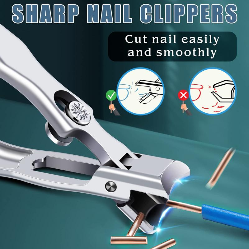 2024 Upgraded Nail Clippers for Thick Nails – Large Wide Jaw Heavy Duty Toenail Clippers with Long Handle & No-Splash Catcher for Seniors (Stainless Steel)