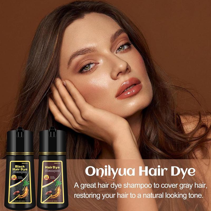 [Christmas Gift] Black hair dye shampoo,Herbal ingredients color shampoo,Semi-permanent hair type haircare,Natural hair color shampoo, 500ML 3-in-1 Color