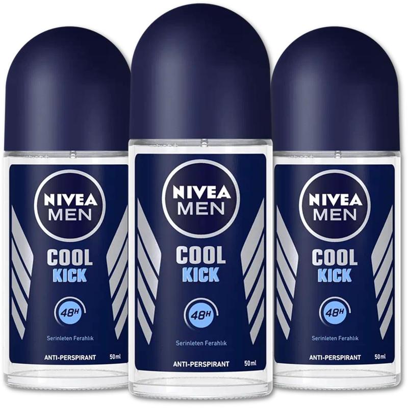 Nivea for Men Cool Kick Anti-Transpirant Roll-On Deodorant, 50 ml   1.7 oz (Pack of 3)